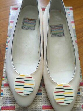 Vintage Don Fransisco cream leather ballet flats